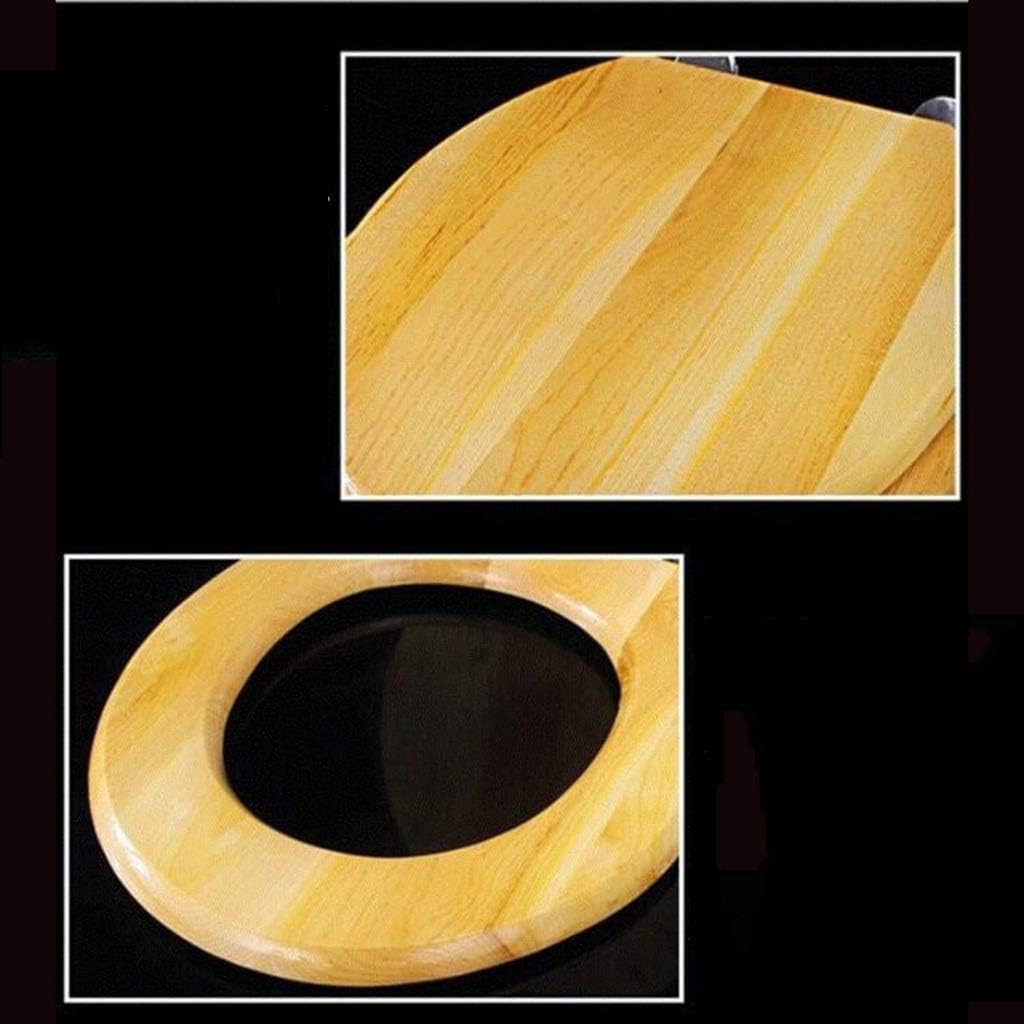 Solid Wood Toilet Seat Round with Adjustable Hinges Home Bathroom Accessory Decor Color