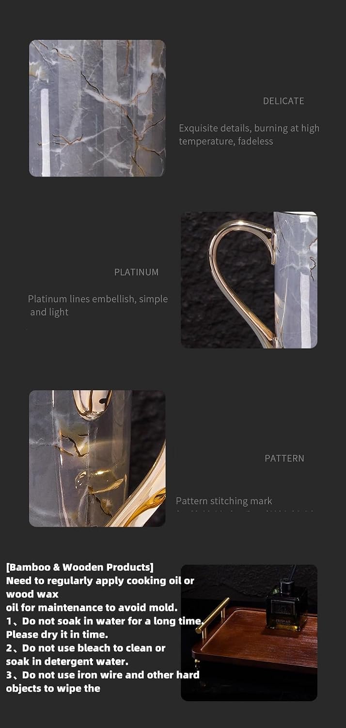 Bathroom Sets,Bathroom Accessories Sets Complete Modern Simple Marble Vein Bathroom Countertop Organizer with Bamboo Tray Easter Bathroom Decor Western Modern Home Decor Starlight Cup Gold Rim Five-