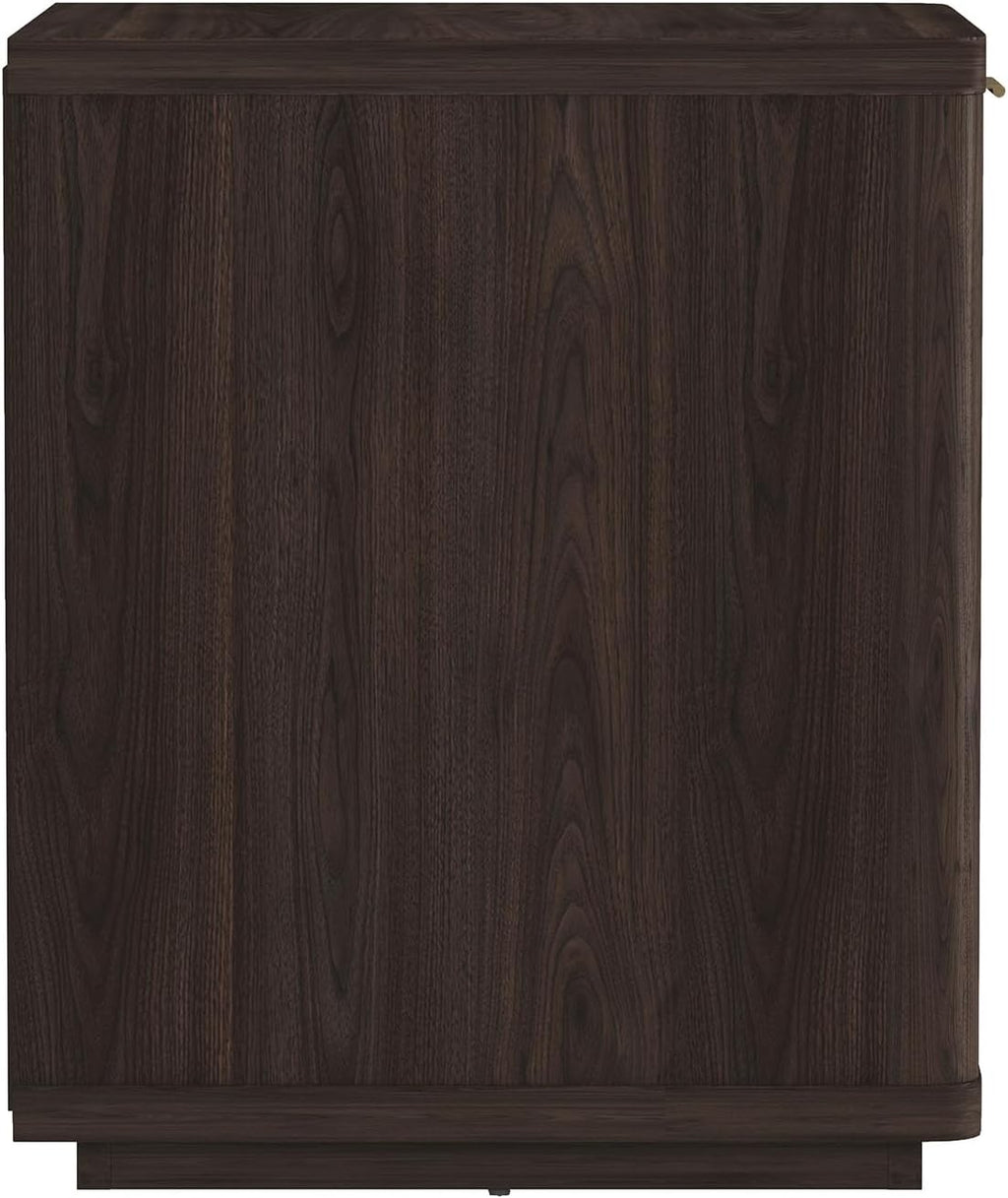 Manhattan Comfort Evelyn Nightstands Set of 2 with Full Extension Drawer and Open Shelf – Modern Bedroom Night Stand or Living Room Side Tables with Storage – Easy Assembly, Brown