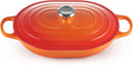 Le Creuset Enameled Cast Iron Signature Oval Casserole with Lid, 3.75 Quart, Flame