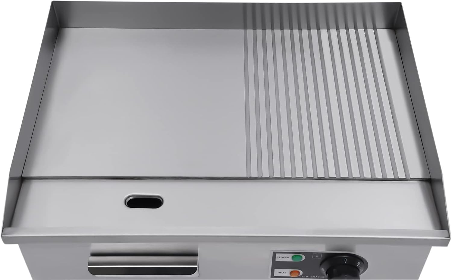 22' Commercial Electric Griddle, 1600W Electric Flat Top Grill, Flat & Fluted Cooking Surface, 122℉-572℉ Adjustable Temperature, Stainless Steel Electric Countertop Griddle for Restaurant