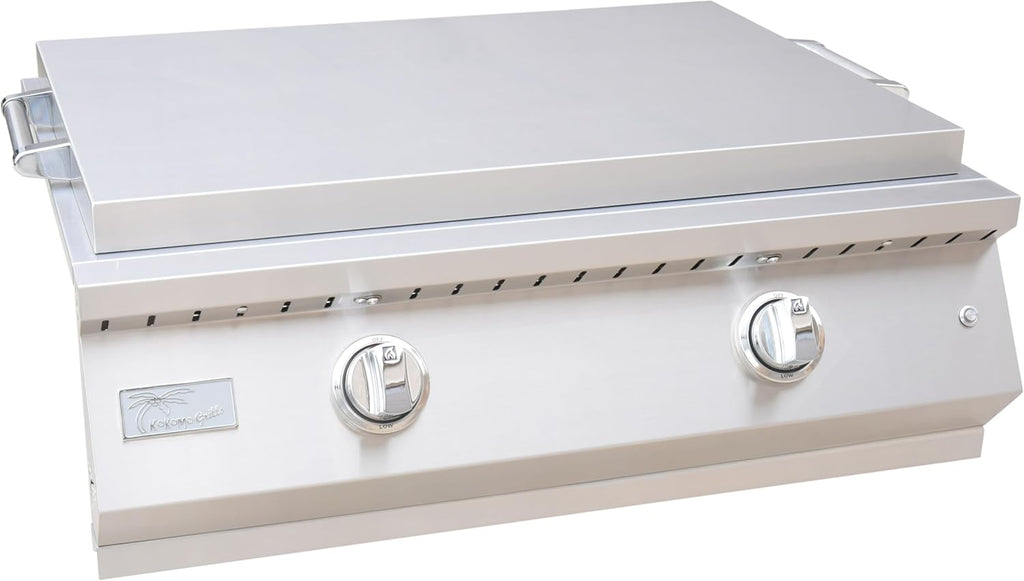 KoKoMo Grills 30 Inch Professional Outdoor Kitchen Teppanyaki Liquid Propane Griddle | 304 Stainless Steel Flat Top Grill U-Shape Burners 36000 BTUs for Outdoor Cooking, BBQ and Patio Backyard