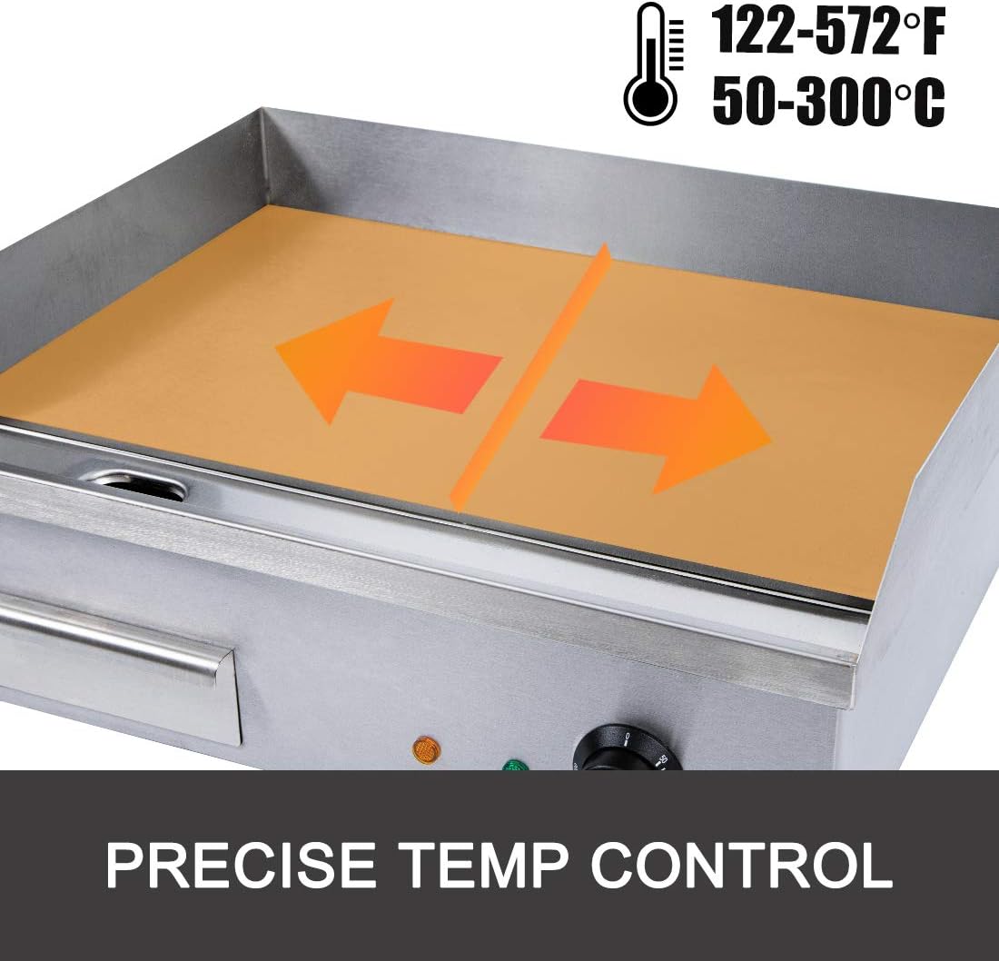 Commercial Electric Griddle, Teppanyaki Electric Griddle Cooktop Countertop Commercial Flat Top Grill Griddles BBQ Plate Grill Thermostatic Control 122-572℉