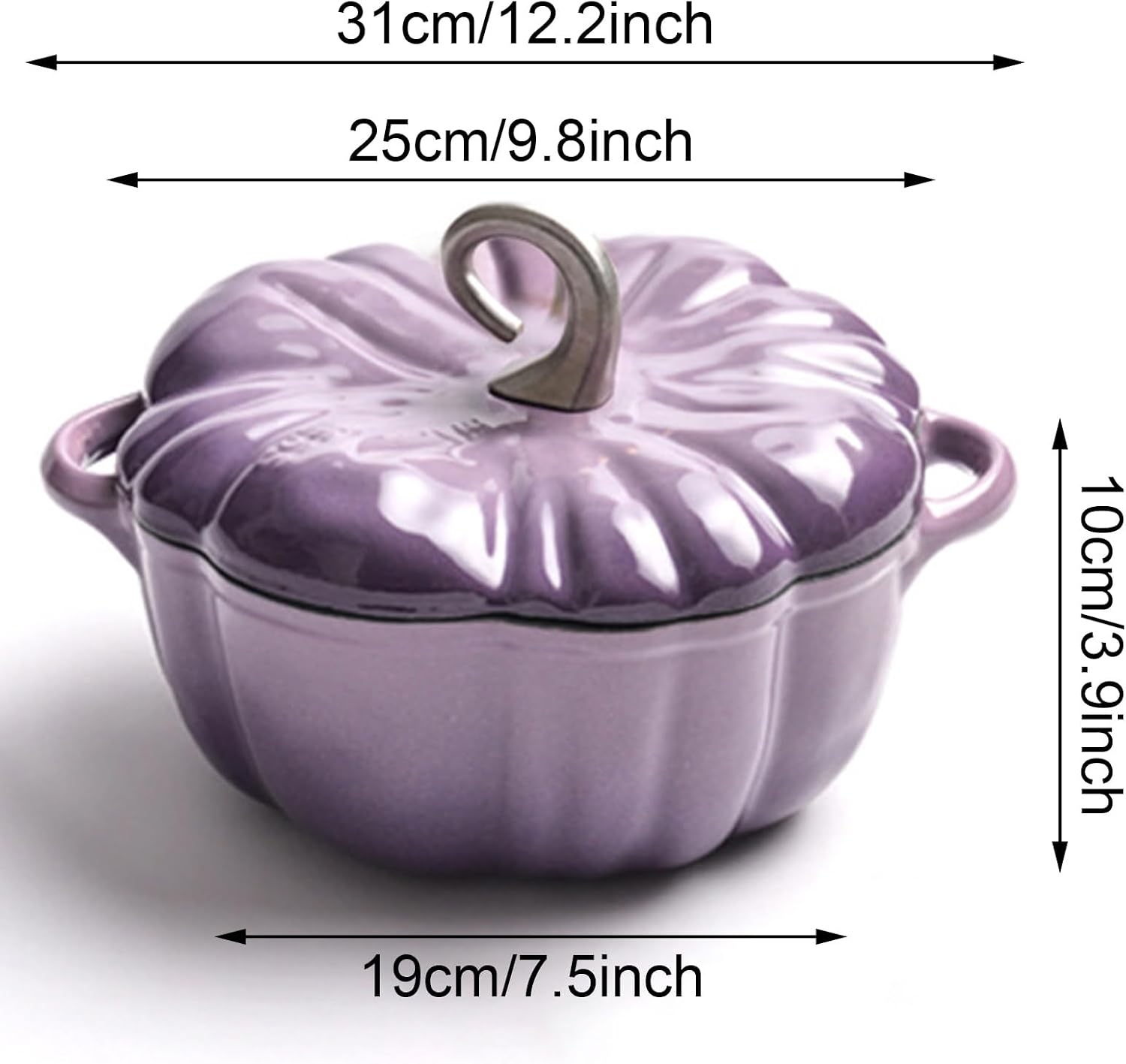 Pumpkin Dutch Oven, Pumpkin Cast Iron Dutch Oven, Pumpkin Shape Cooking Pot Enamel Pot with Lid Non-Stick Stew Pot Soup Pot, Saucepan Pot Halloween Thanksgiving Decor Gift,3.7L