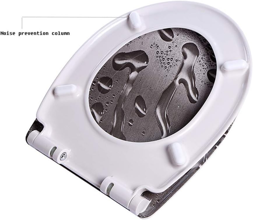 Soft Toilet Seat,Wide Choice of Beautiful Toilet Seats Easy Cleaningtoilet Lid Fit All Standard Round Toilet No Slam (E Top)