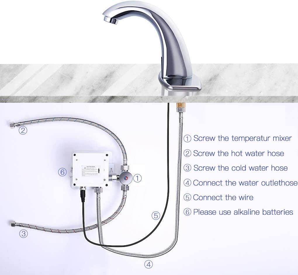 Charmingwater Touchless Bathroom Sink Faucet, Motion Automatic Sensor Faucet with Hole Cover Plate, Chrome