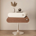 Modern Minimalist nightstand with Dual Drawers, Solid Wood + Metal Frame Construction. Open-Style Side Table Suitable for bedrooms, Living Rooms, hallways, and Offices(Khaki,Large)