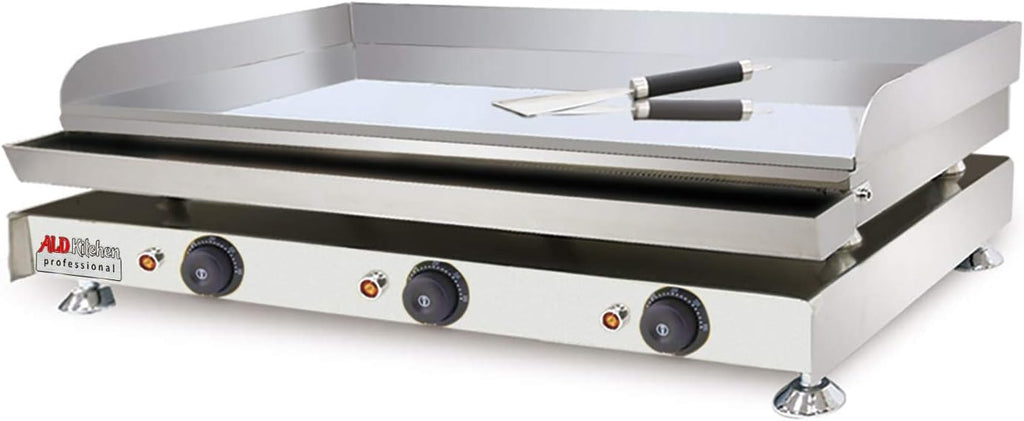 ALDKitchen Flat Top Griddle | Teppanyaki Grill | Single, Dual or Triple Thermostat | Commercial Use | 110V (Large)