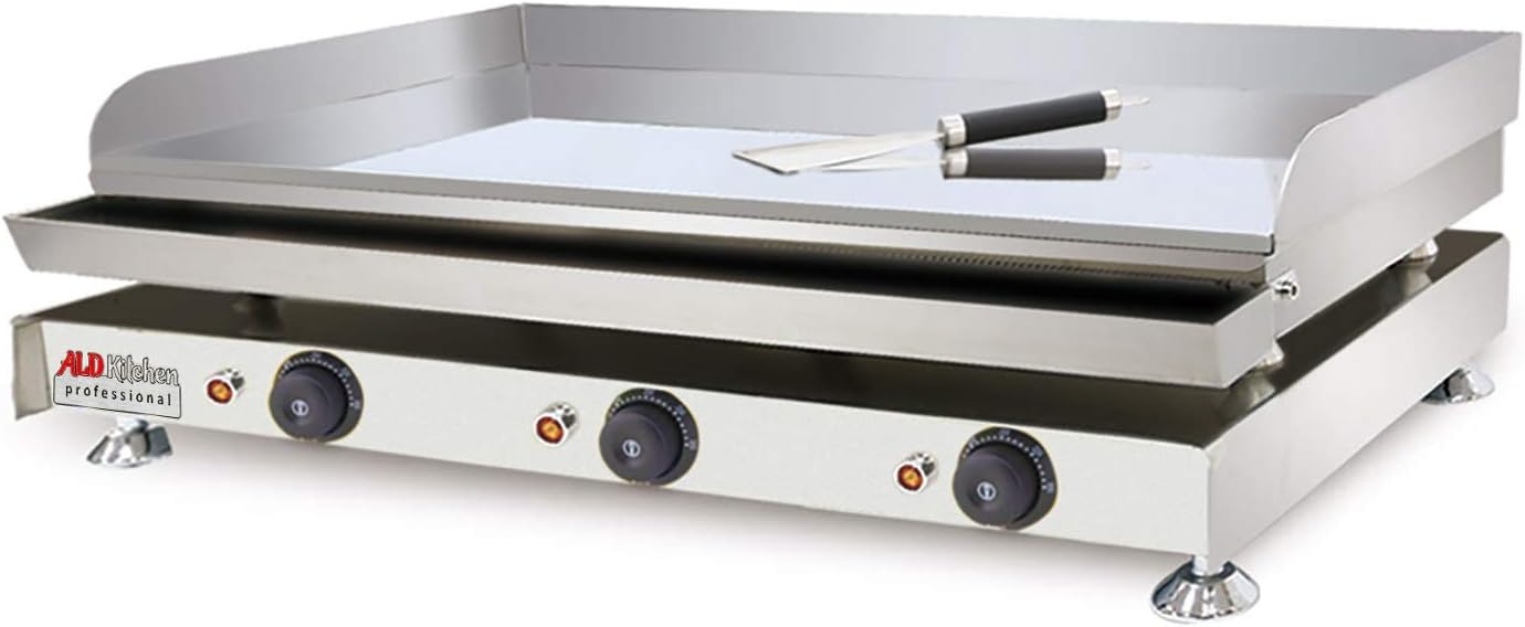ALDKitchen Flat Top Griddle | Teppanyaki Grill | Single, Dual or Triple Thermostat | Commercial Use | 110V (Large)