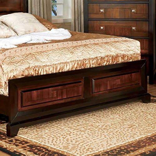 Patra Asian Contemporary Acacia Walnut Queen Size 6-Piece Bedroom Set