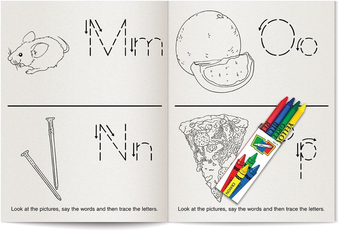 ZOCO Custom Alphabet Coloring Books for Kids (250 Bulk Pack, With Crayons) – ABC Learning Activities for Preschool & Kindergarten – Letter Tracing, Puzzles, Games – Classroom & School Supplies