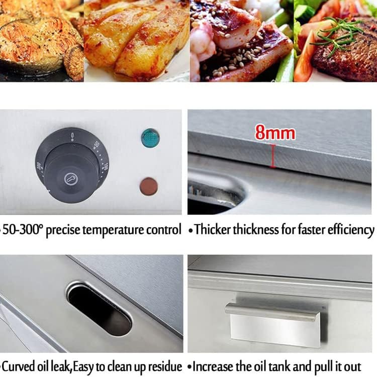 28' Electric Tabletop Flat Top Teppanyaki Grill, 4400W Stainless Steel Countertop Griddle for BBQ Teppanyaki Cooking, Adjustable Temperature from 50°c to 300°c