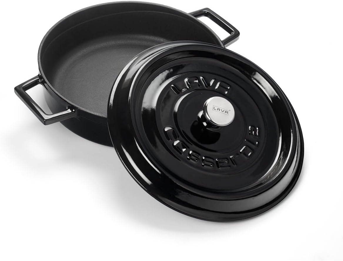 Lava Signature Enameled Cast-Iron Multi-Purpose Braiser Oven - 2-1/2 Quart, Obsidian Black