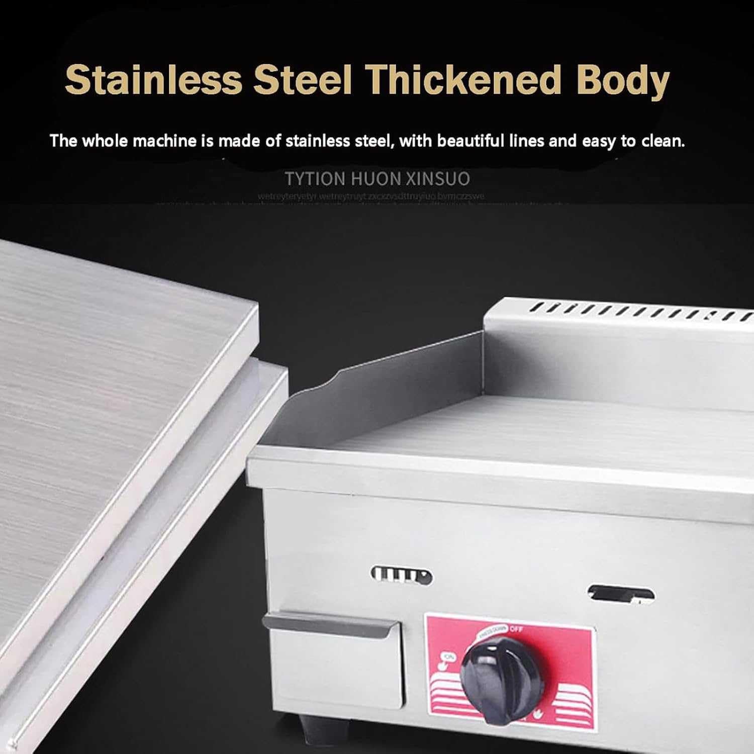 Commercial LPG Gas Griddle,Stainless Countertop Flat Top Griddle Flat Top Fry Pan,Steel Grill BBQ 36cm Large Hotplate with Temperature Control 50-300℃ and Oil Leaking Hole,for Kitchen Und Restaurant