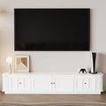 White TV Stand for 65/75/85 inch TVs, Modern Entertainment Center with Storage Cabinets, 2 Drawers & 2 Open Shelves with Sliding Doors, Media Console with Cable Management for Living Room/Bedroom