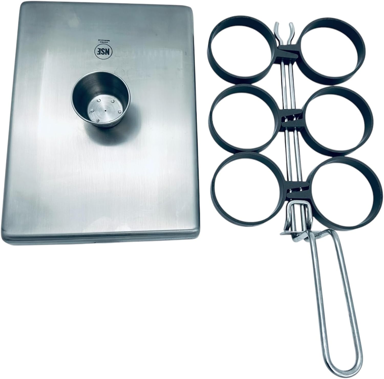 Rattleware Stainless Steel Egg Rings Commercial-Grade Egg Fryer Ring for Frying Eggs – Durable Metal Round Rings with Heat-Resistant Handle – Breakfast Kitchen Gadgets and Egg Cooker (6 Ring Set)