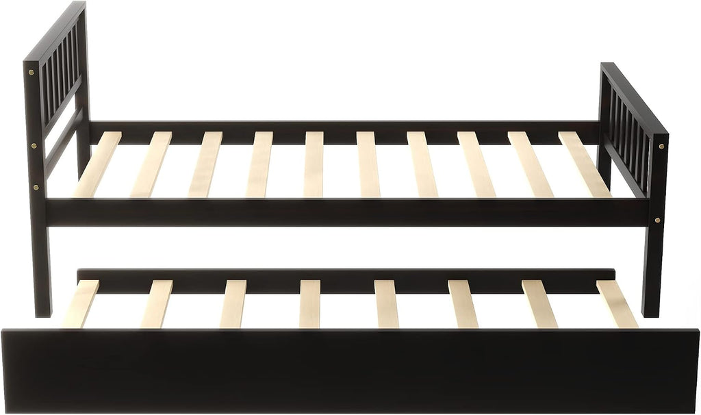 Bellemave Twin Kids Bed with Storage Twin Trundle, Wood Daybed for Kids, Adults, Espresso