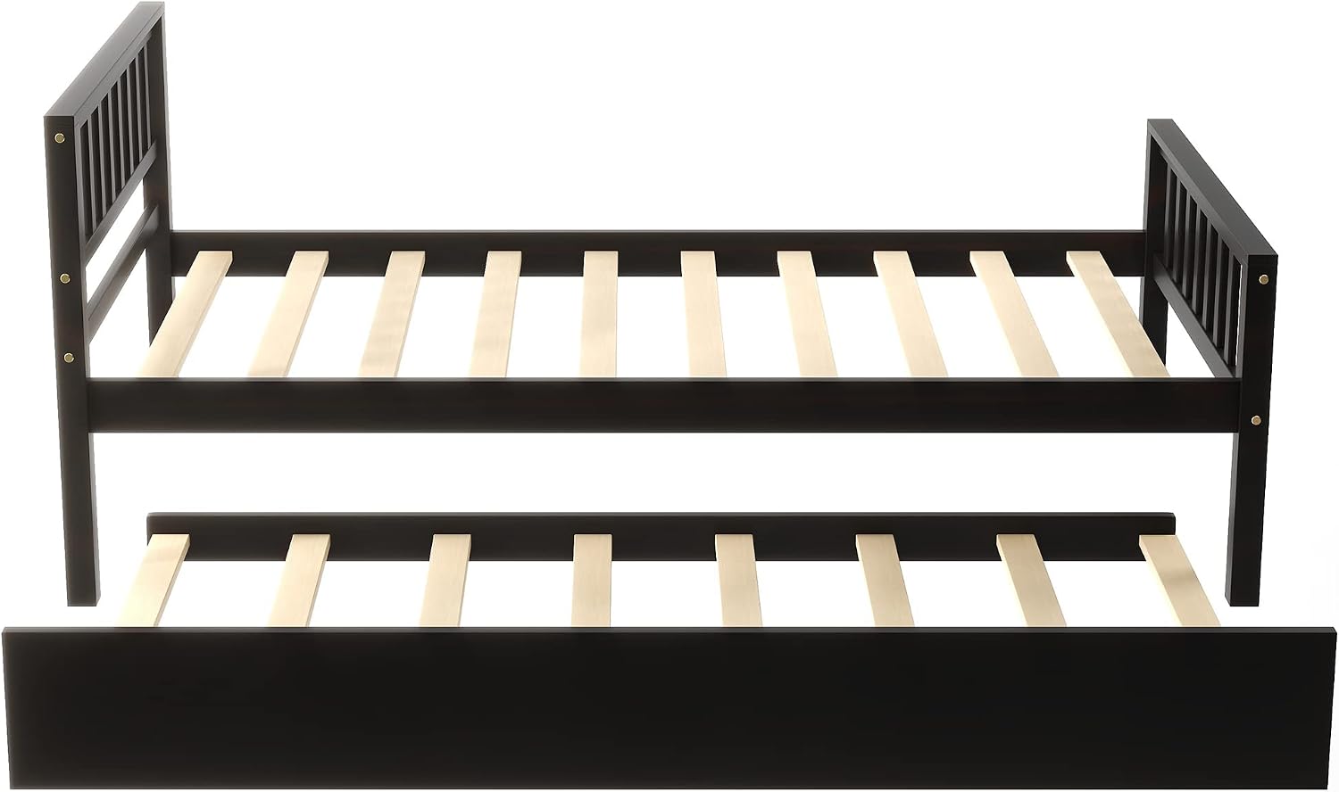 Bellemave Twin Kids Bed with Storage Twin Trundle, Wood Daybed for Kids, Adults, Espresso