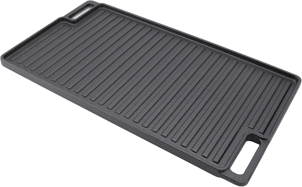 Cast Iron Reversible Grill Griddle, Non Stick Flat Top with Handles for Oven, Stovetop, and Grill