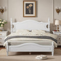 LUMISOL Vintage Full Size Spindle Bed Frame with Headboard, Mid-Century Platform Bed with Wood Slat Support for Bedroom, No Box Spring Needed, White