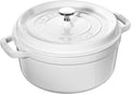 Staub Cast Iron Round Cocotte, Dutch Oven, 4-quart, serves 3-4, Made in France, White