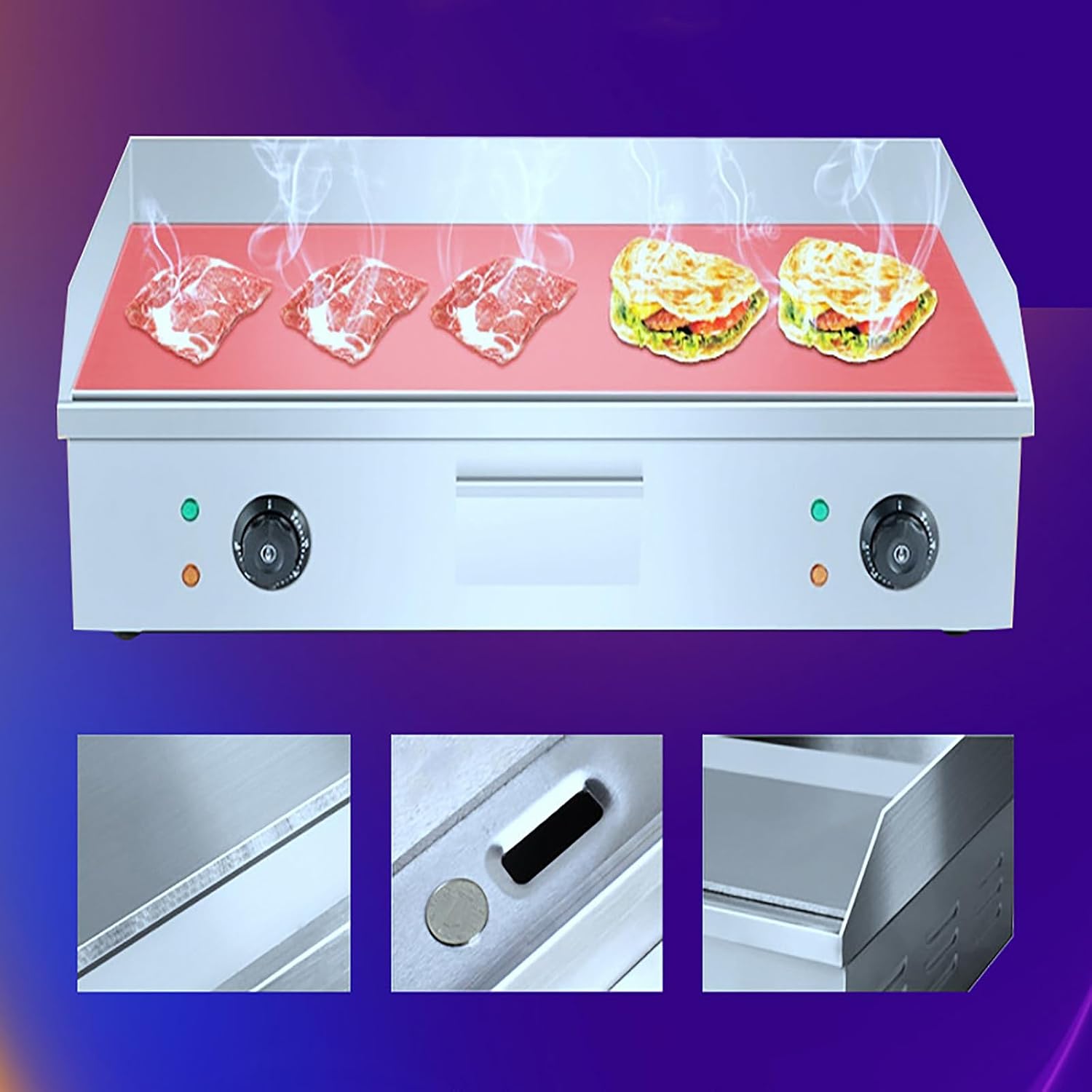 4400W 28' Commercial Electric Countertop Griddle Flat Top Grill Hot Plate, Adjustable Thermostatic Control 122-572°F