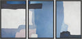 NWT Framed Wall Art Print Set Blue Watercolor Blot Set Abstract Shapes Illustrations Modern Art Minimalist Colorful Pastel for Living Room, Bedroom, Office - 16'x24'x3 Black