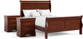 Furniture of America Arabella Traditional Solid Wood 3 Piece Bedroom Set, Full Bed Frame and Nightstands Set of 2, Chic Sleigh Design Bedframe with Headboard and Footboard, Box Spring Needed, Cherry
