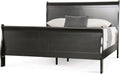 Furniture of America Louis Philippe Traditional Wood Bed Frame with Headboard and Footboard, Elegant Sleigh Design Bedframe for Bedroom, Guest Room, Easy Assembly, Box Spring Required, Queen, Black