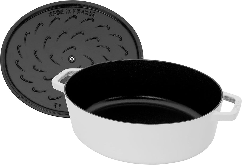 Staub Cast Iron 6.25-qt Shallow Oval Dutch Oven - White
