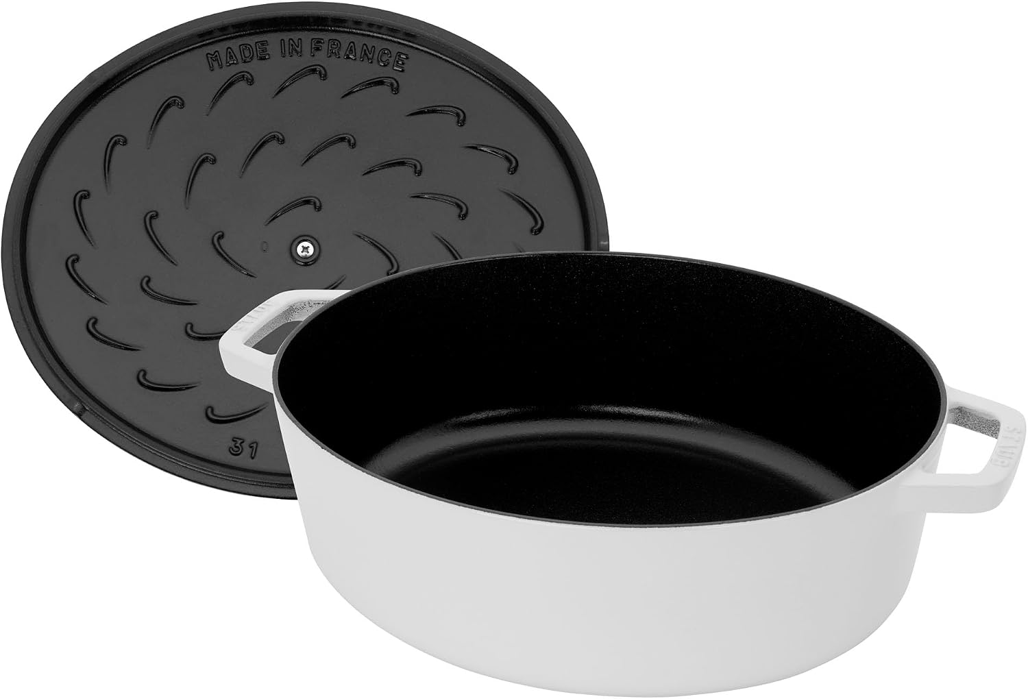 Staub Cast Iron 6.25-qt Shallow Oval Dutch Oven - White