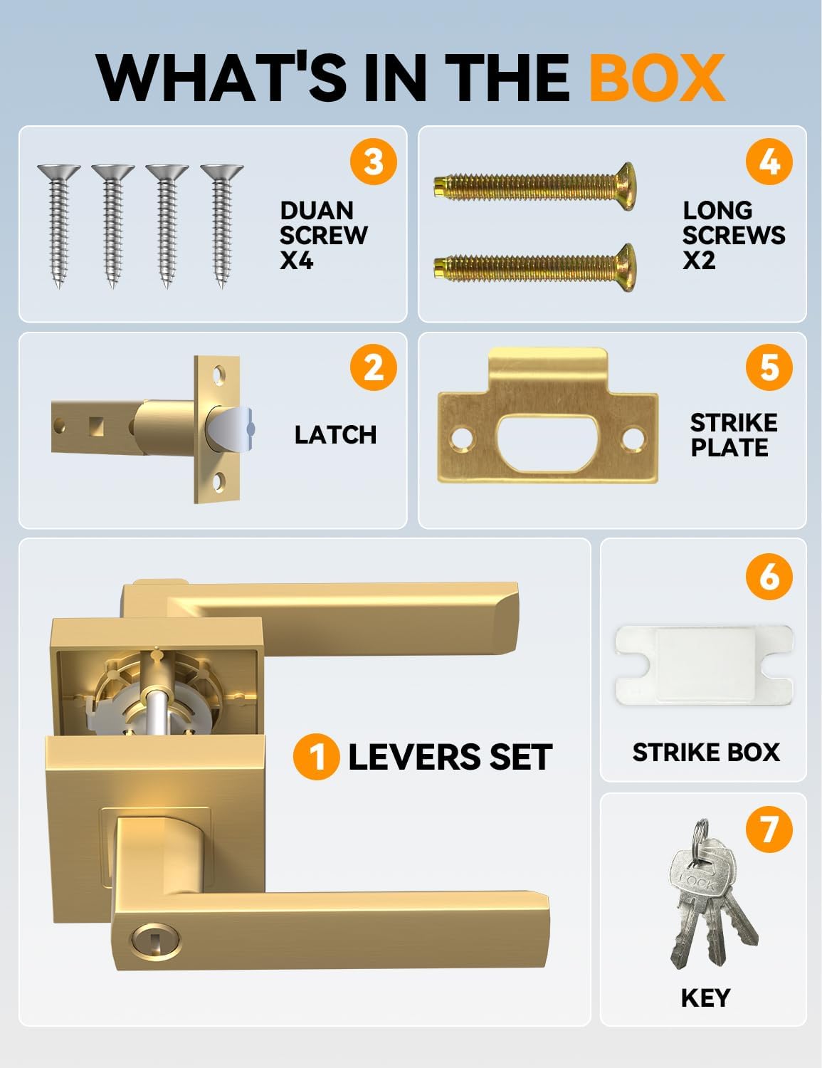 BSEED Gold Door Handles Interior Gold Privacy Door Levers fot Bedroom & Bathroom Lock Set in Modern Satin Gold Finish (10-Pack)