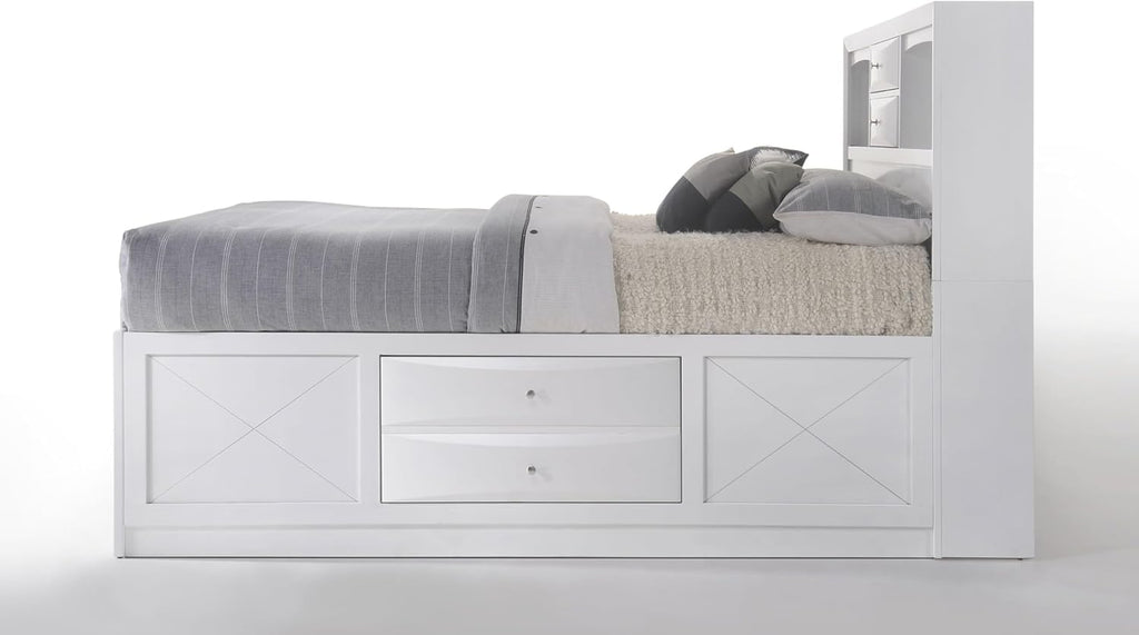 Acme Ireland Eastern King Platform Bed with Storage in White