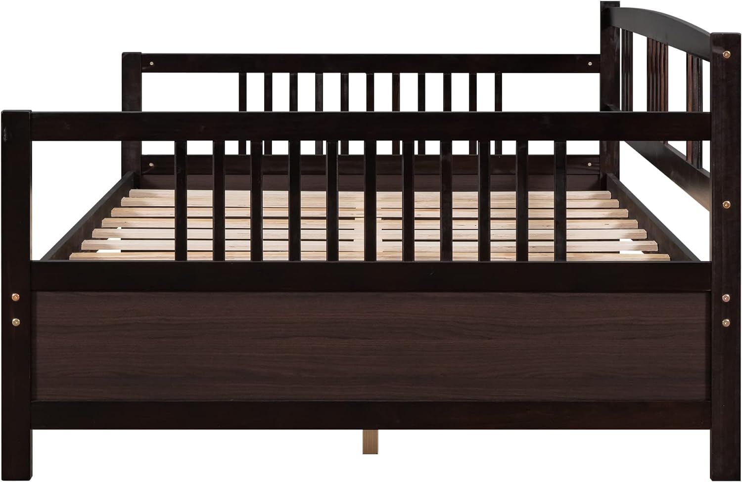 Merax Daybed Full, Full Daybed Wooden Slats Support Modern Living Daybed with Rails, No Box Spring Needed (Espresso)