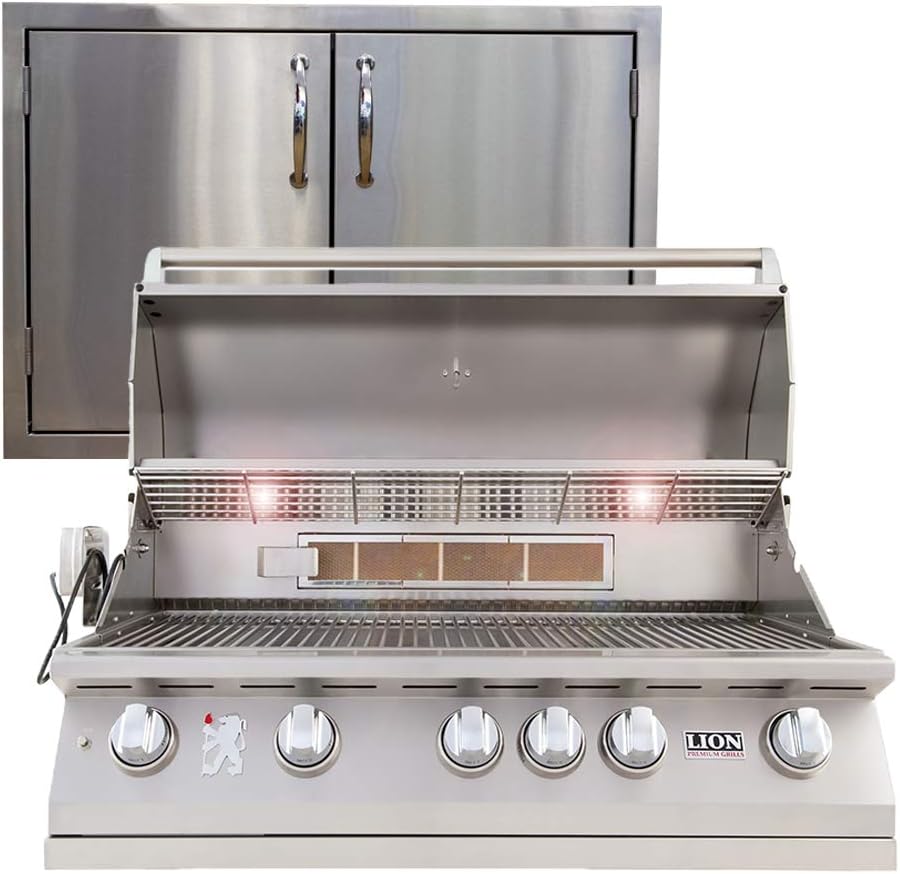 Lion Premium Grills 40' Natural Gas Grill L90000 with Made in USA 32' Double Door Package Deal