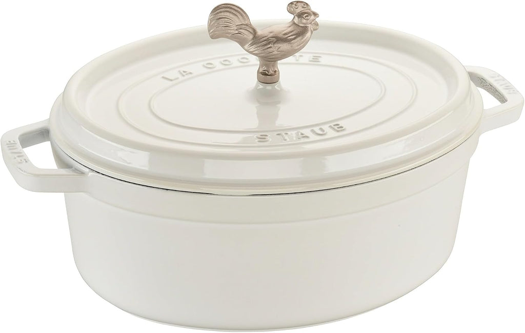 Staub Cast Iron Coq au Vin Cocotte, Dutch Oven, 5.75-quart, serves 5-6, Made in France, White