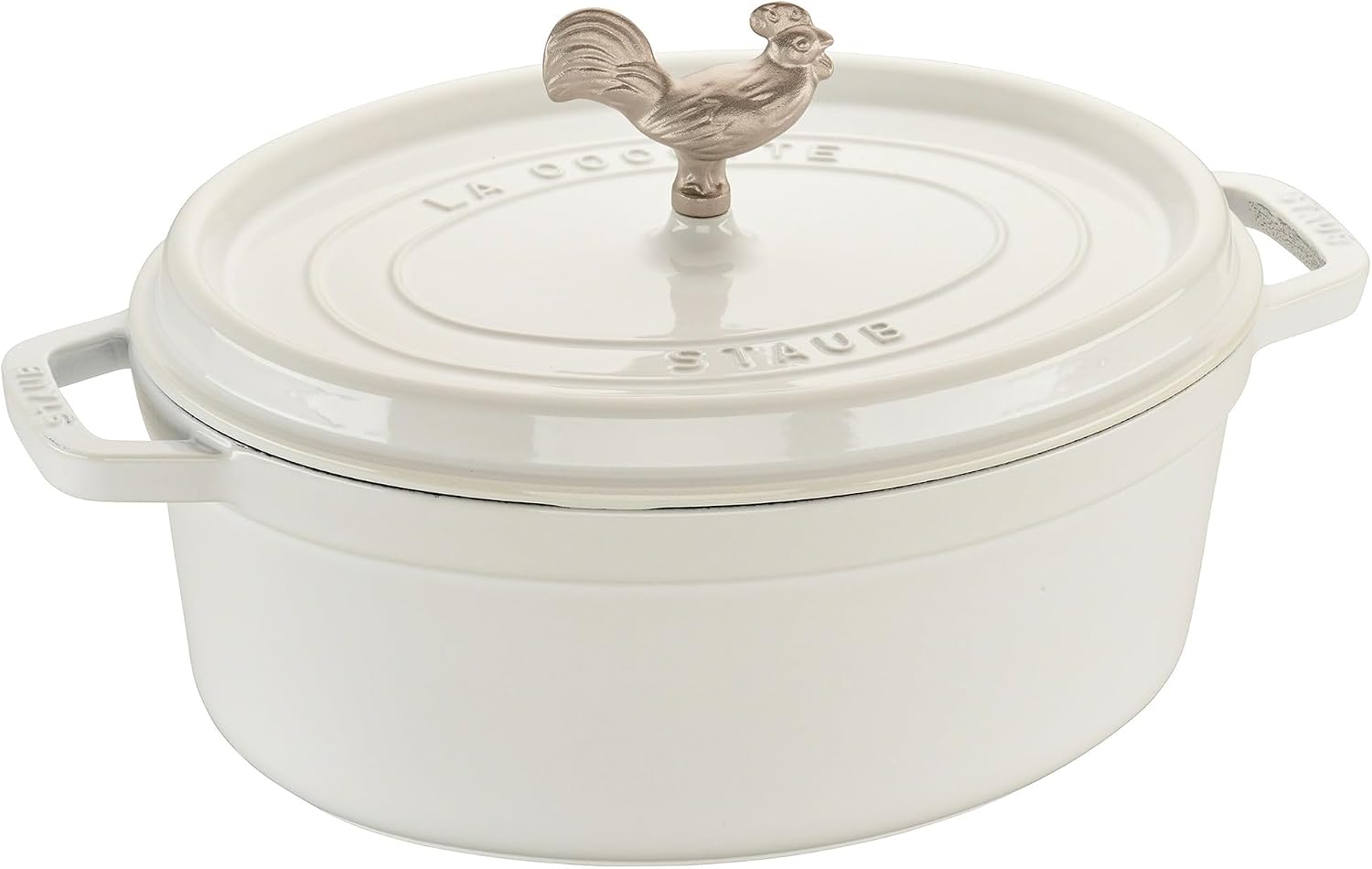 Staub Cast Iron Coq au Vin Cocotte, Dutch Oven, 5.75-quart, serves 5-6, Made in France, White