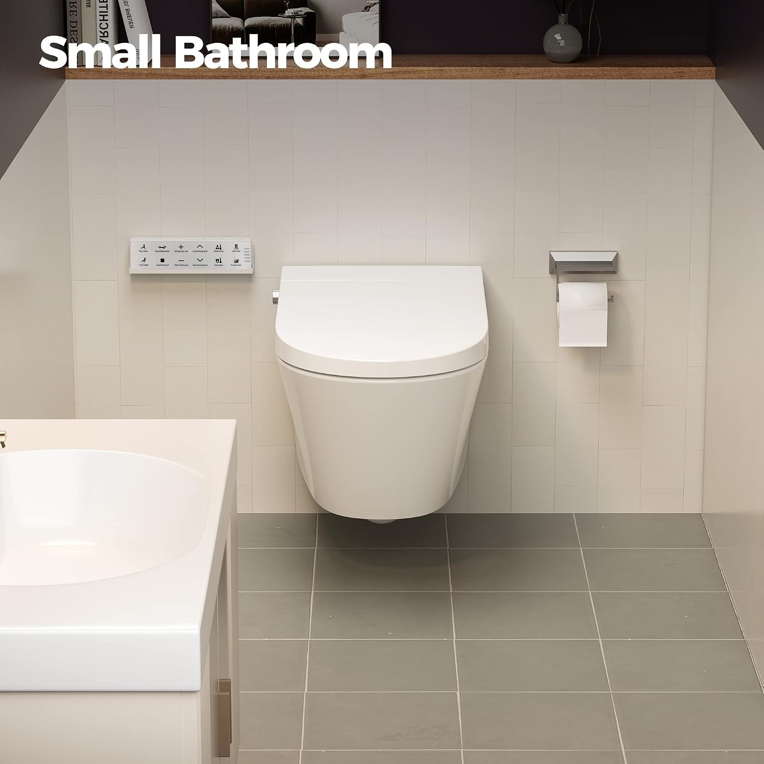 HOROW Luxury Wall Mounted Bidet Toilet with Instant Warm Water, Smart Toilet with Auto Open Lid, Heated Seat, Dryer, Modern Toilet, White Rear Discharge Toilet without Toilet Tank Carrier