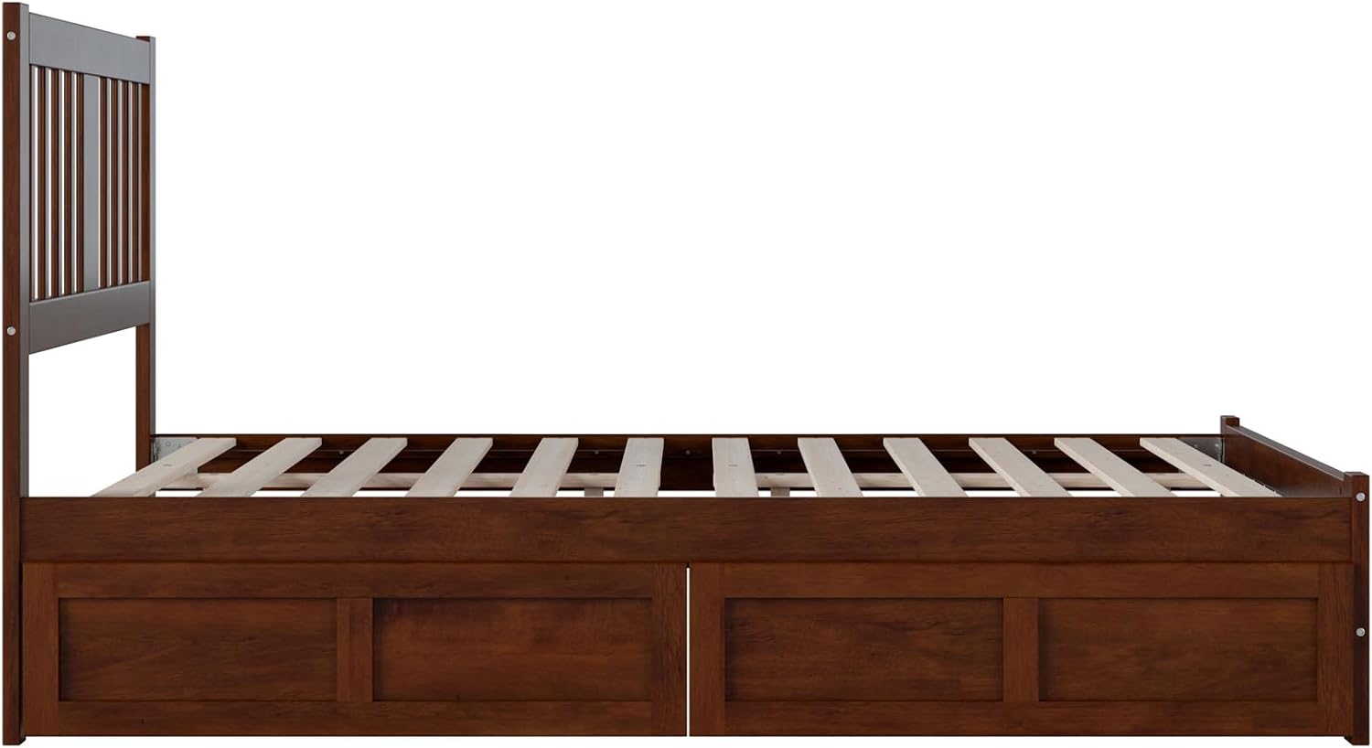 AFI, Tahoe Full Platform Bed with Matching Footboard & Set of 2 Under-Bed Storage Drawers, Walnut