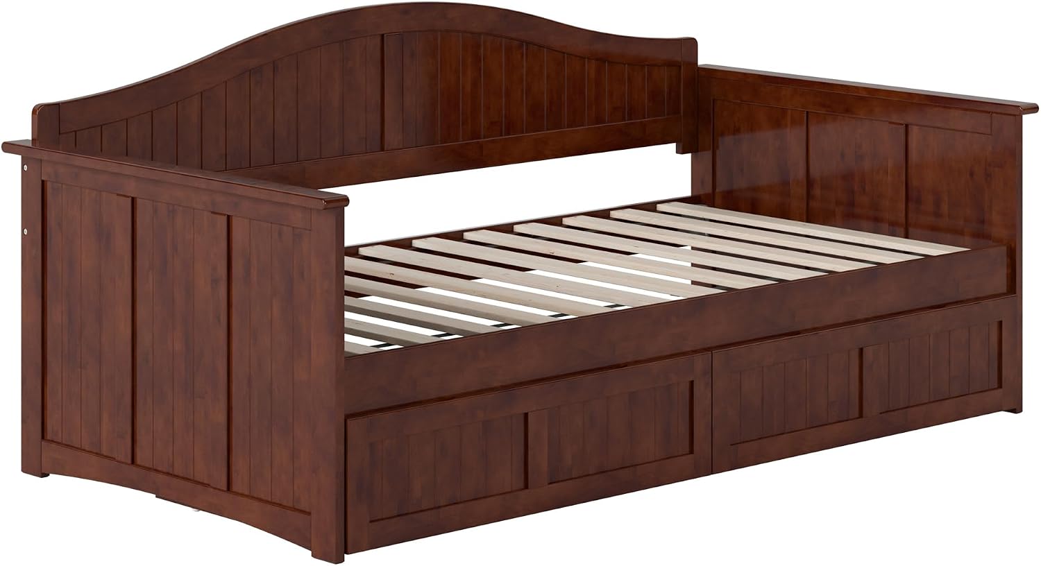 AFI, Nantucket Twin Size Wood Daybed Frame with 2 Storage Drawers, Walnut (Brown)