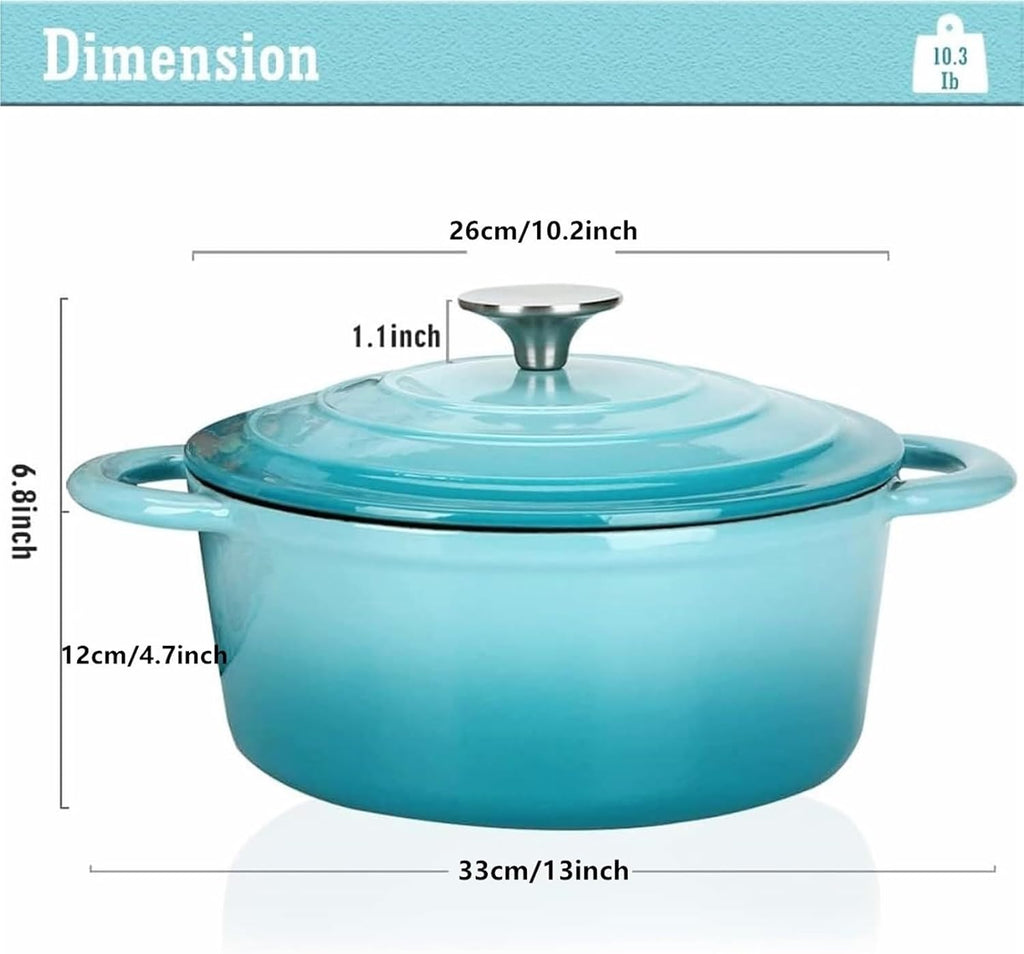 Enameled Cast Iron Soup Pot 26cm for Baking Braiser Cooking 4.5L Saucepan Heavy Braised Pot (Red)