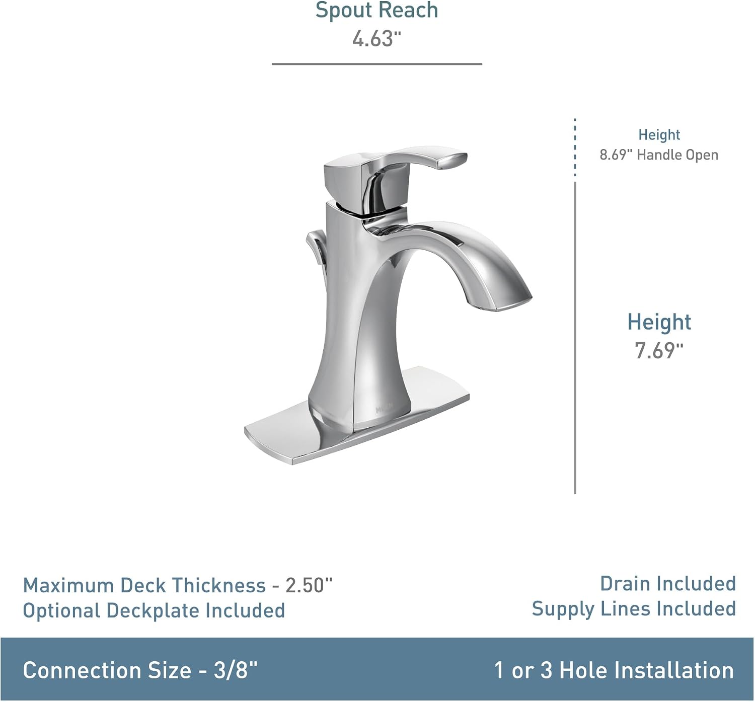 Moen Voss Brushed Gold One-Handle High-Arc Bathroom Faucet with Drain Assembly for Single-Hole Sink, 6903BG