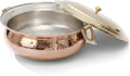 P•TAL Copper Hammered Lagaan 10L | Tin Coated with Brass Lid | 100% Pure Copper Degchi for Cooking Biryani Handi Ptal Brass Utensils for Kitchen