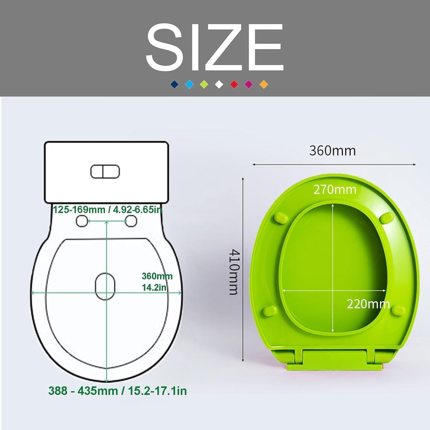 Round Toilet Seat Soft Close, Quick Release Plastic Toilet Lid With Top Fix Hinges, Anti-Slip Bumpers