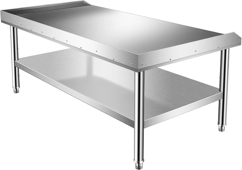 Stainless Steel Equipment Grill Stand with Undershelf, 60' x 30' Heavy Duty Griddle Stand Table for Kitchen, Bar, Restaurant, Home and Hotel
