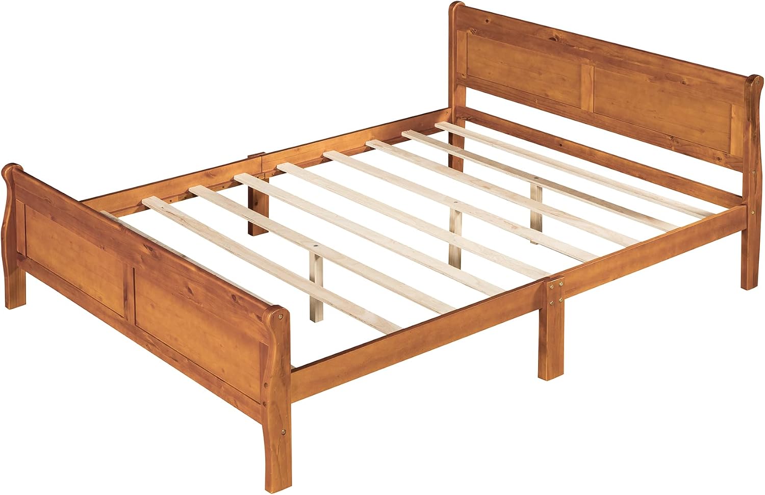 Harper & Bright Designs Queen Bed Frame with Headboard, Wood Platform Bed Frame Queen Size Sleige Bed with Slats Set and Extra Supporting Legs,No Box-Spring Needed