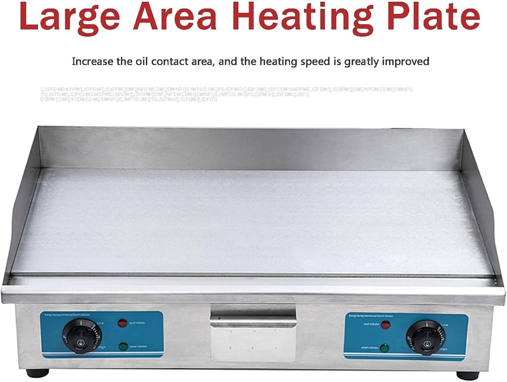 Electric Countertop Griddle Flat Top Grill Hot Plate BBQ Commercial Grill with Large Cooking Surface & Adjustable Temperature Control (818)