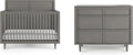 Child Craft Surrey Hill Design 4-in-1 Convertible Baby Crib Nursery Furniture Set, Baby Bed and 3 Drawer Dresser, for Babies, Toddlers and Kids Bedroom (2 Piece - Lunar Gray)