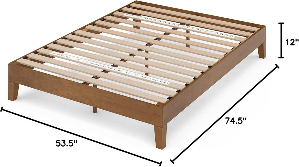 Zinus OLB-PWPBBO-12F 12 Inch Deluxe Wood Platform Bed / No Boxspring Needed / Wood Slat Support / Rustic Pine Finish, Full