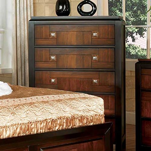 Patra Asian Contemporary Acacia Walnut Queen Size 6-Piece Bedroom Set